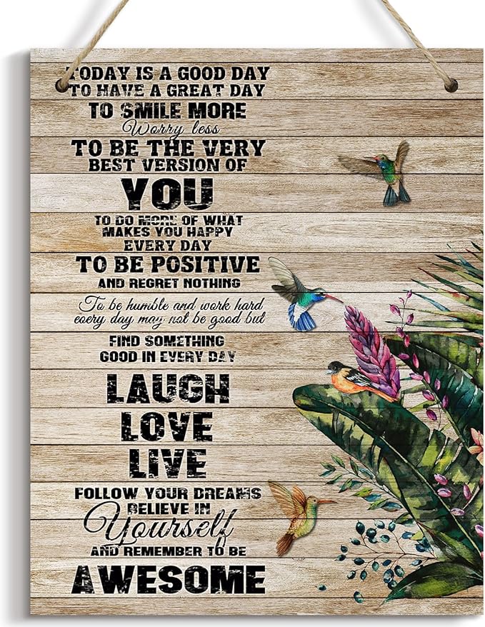 Today Is A Good Day To Have A Great Day Inspirational Wall Art Prints 8x10 Inch Motivational Wooden Hanging Plaque Wall Decor Farmhouse Rustic Wood Signs for Bedroom Living Room Home Office Decoration