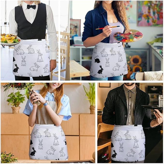 Server Waitress Waist Apron Cooking Kitchen Restaurant Aprons for Women Men