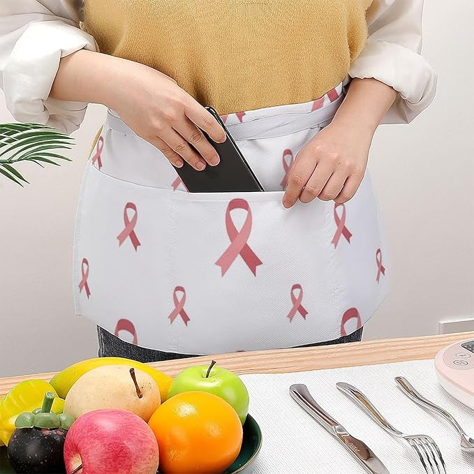 Server Waist Aprons Waitress Unisex Chef Works Half Apron with 3 Pockets
