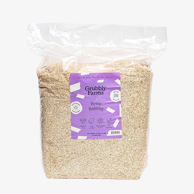 Grubbly Farms Hemp Bedding for Chickens - 99% Dust Free Chicken Coop Bedding with Odor Control, Moisture Absorption and Temperature Regulation - Naturally Sourced, Long Lasting - USA-Grown, 2.5 cu ft
