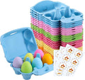Half Dozen Egg Cartons 36 Pack, Colorful Blank Natural Pulp Egg Holder 6 Count for Chicken Eggs Reusable, Easter Color Storage Box for Holds Up to Six Container Basket Cardboard Paper, 36 Labels