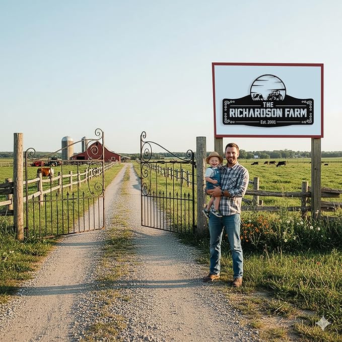 Personalized Metal Farm Signs, Custom Ranch Sign, Customized Farm Metal Signs Outdoor, Custom Large Hanging Family Name Sign for Farms, Ranch, Barn, Farmhouse