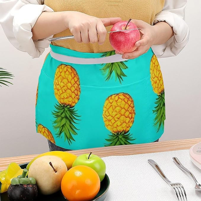 Unisex Apron for Cooking Server Waitress Half Waist Apron with 3 Pockets