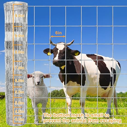 5ft x 164ft Field Fence – Heavy-Duty Galvanized Steel Livestock Fencing for Cattle, Goats, Sheep, Horses, Deer, and Hogs – Durable Farm & Ranch Animal Barrier