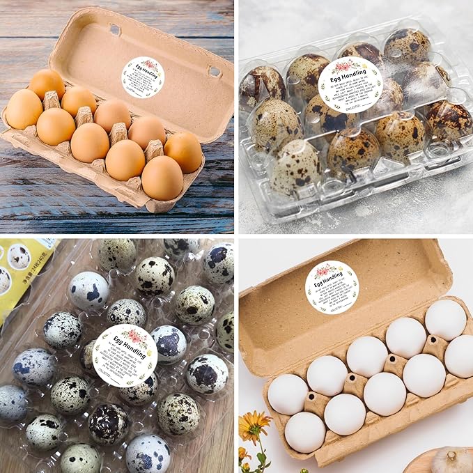 500PCS Farm Fresh Egg Carton Labels, 2 Inch Round Egg Carton Stickers, PET Self Adhesive Writable Farm Fresh Eggs Packaging Stickers for Chicken Quail Farmhouse Family(Style01)