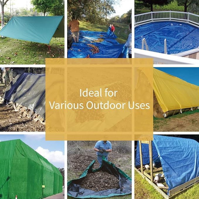 GUARD SHIELD Tarp Green 12x12 Feet Multi Purpose Waterproof Poly Tarp Cover 5mil