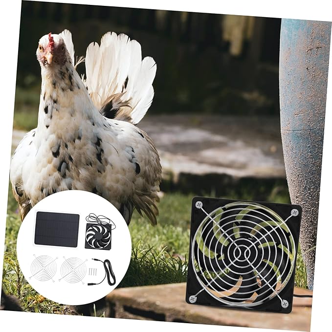 Yardwe 3sets Solar Panel Chicken Coop Fan Small Solar Powered Cooling Fan for and Greenhouse Energy Saving Ventilation