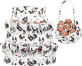 Egg Collecting Apron and Basket, 12 Pouches Chicken Egg Apron with 7 Pouches Basket, Aprons for Fresh Eggs for Chicken, Duck, Goose, Bird, Various Poultry Collection