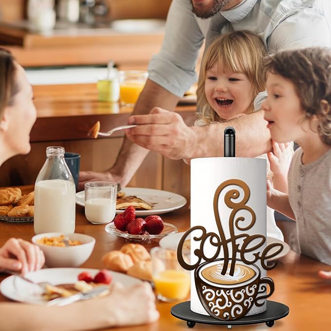 Hexagram Coffee Kitchen Decor, Coffee Paper Towel Holder, Cute Vintage for Bar Kitchen Bathroom Countertop Gifts for Women Men Housewarming