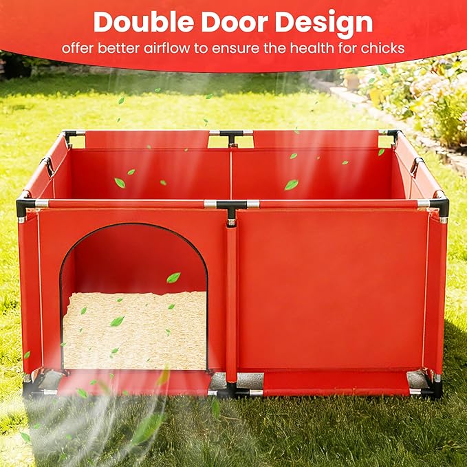 All-in-One Chicken Brooder Box for Chicks Starter Kit with Heater, Perch, Sawdust, Feeder & Waterer, Large Reinforced Stainless Steel Frame Poultry Brooder for Up to 30 Baby Chicks, Ducks & Quail