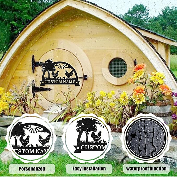 Custom Chicken Coop Signs, Personalized Chicken Coop Signs, Custom Metal Farm Sign for Outdoor, Chick Hen House Sign Funny Farmhouse Outside Wall Decor Gift