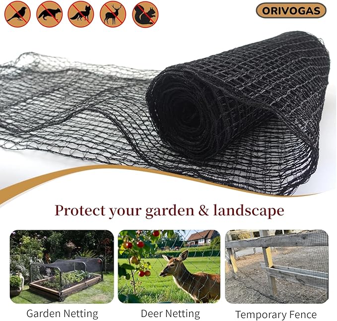 Plastic Mesh Fence Deer Fencing 4x25ft,Reinforced Edges,55gsm Heavy Duty Temporary Fence,Ideal for Garden Netting,Animal Barrier,Safety Netting, Fruit Plant Protection, Black