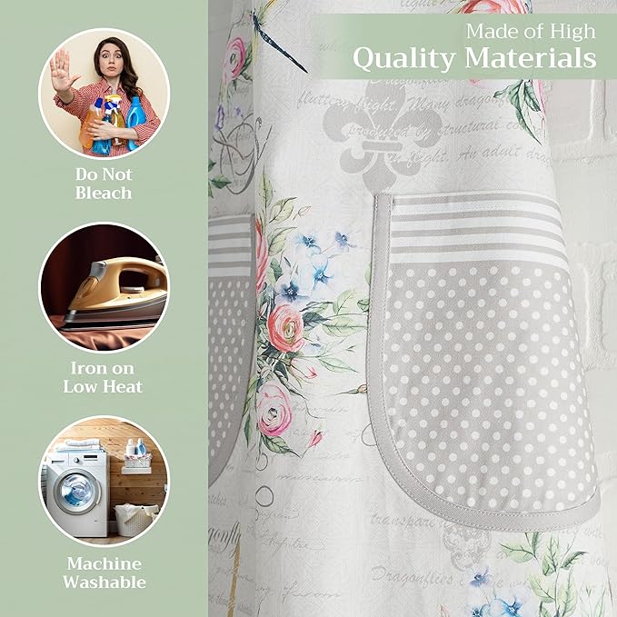 Maison d' Hermine 100% Cotton Apron for women with Pocket Kitchen Chef Apron for Men Cooking Easter Decorations