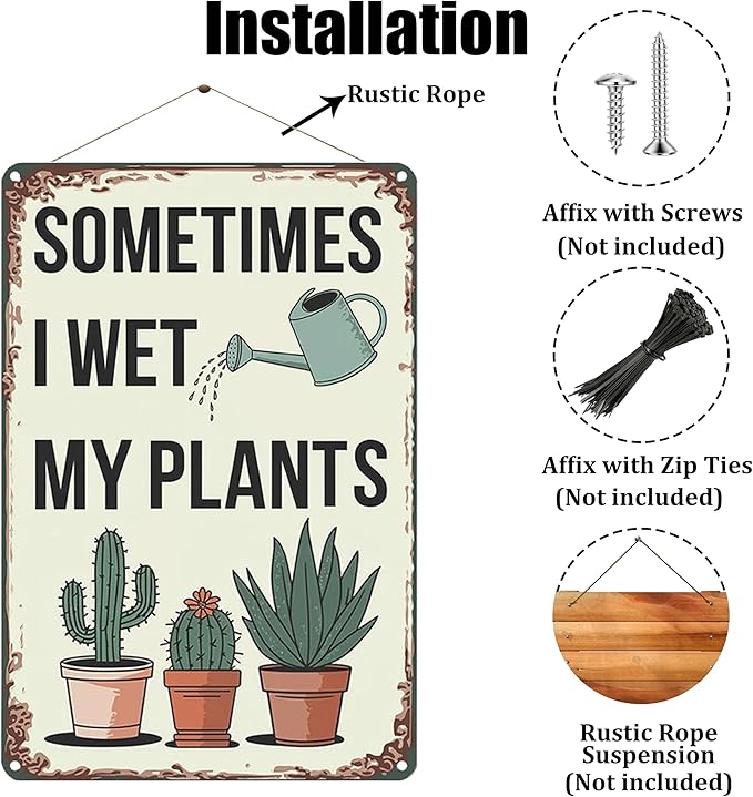 Funny Garden Gifts for Women Sometimes I Wet My Plants Tin Signs-Vintage Signs Metal Gifts for Plant Lovers,Outside Decorations for Yard for Home Garden Greenhouse 8X12inch
