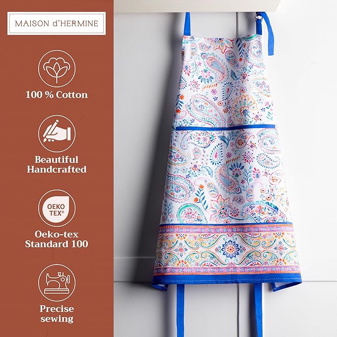 Maison d' Hermine 100% Cotton Apron for women with Pocket Kitchen Chef Apron for Men Cooking Easter Decorations