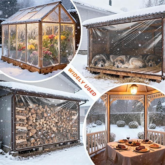 7 x 10 FT Chicken Coop Cover for Winter, Waterproof Chicken Run Tarp with Rope, Anti-Tear Chicken Coop Insulation Windproof Winterizing Cover for Porch Patio Poultry Cage