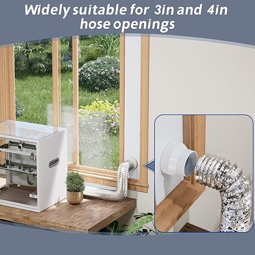 Flamorrow Window Vent Kit with Outdoor Vent Cover Fit for 3" and 4" Hose，Adjustable Window Vent Seal Panels for Exhaust Ventilation Duct of Laser Engraver/3D Printer Enclosure, Dryer, Grow Tent
