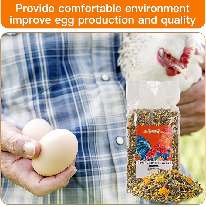 17.6 Oz Chicken Nesting Coop Boxes Pads Herbs Natural Roost Poultry House Incubator Grit Flowers Lime Hemp Bedding Refresher for Coop Freshness Promote Egg Laying Help Smell Box Packaging