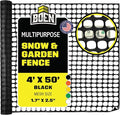 BOEN 4' x 50' Black Temporary Fencing, Mesh Snow Fence, Plastic, Safety Garden Netting, Above Ground Barrier, for Deer, Kids, Swimming Pool, Silt, Lawn, Rabbits, Poultry, Dogs