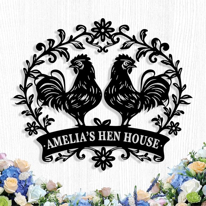 Custom Chicken Coop Metal Sign, Personalized Chicken Coop Sign for Outside, Custom Metal Hen House Farm Signs, Chickens Hen House Farmhouse Wall Art Decor