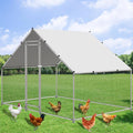 Large Metal Chicken Coop Walk-in Poultry Cage Hen Duck Run House with Waterproof & Anti-UV Cover Galvanized Rabbits Habitat Spire Shaped Cage for Outdoor Yard Farm Use