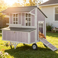 Aivituvin Chicken Coop Upgrade Durable Outdoor Chicken House with Large Wheels, Nesting Box, Leakproof Pull-on Tray and UV-Resistant Roof Panel (Light Grey)