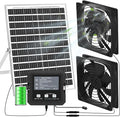 25W Solar Fan for Chicken Coop with Battery, Solar Exhaust Fan for Shed & Greenhouse, 3 Modes Controller (Continuous/Timer/Motion Sensor), Solar Powered Fan for Intake or Exhaust Vent Cooling (Black)