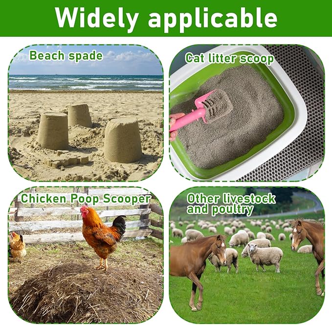 2pack Chicken Poop Scoopers,3 in 1 Adjustable Sifting Shovel for Chicken Coop Non-Stick Metal Chicken Coop Cleaning SuppliesTools Scooper Poop Shovel for Sifting Chicken Sand and Wood Shavings