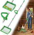 TOOGE Upgraded Chicken Poop Scooper: 10" Metal Pooper Scooper & Rake 4-Section 62" Long Handle Chicken Coop Scoop Scoopers Accessories Large Sand Sifting Litter Shovel for Goats/Yard/Farm/Beach Green