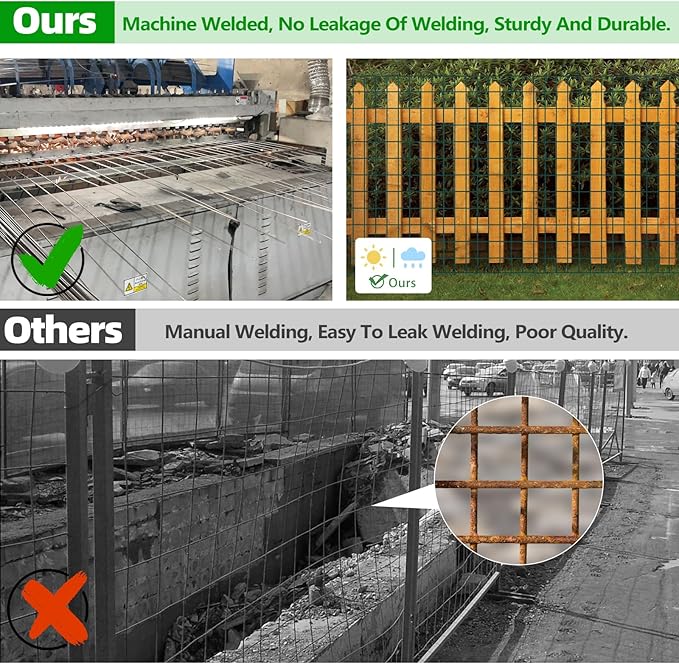 Welded Wire Fence, 50ft(L) x 24inch(H) Garden Fence for Dog, 2 Inch x 3 Inch 16GA Fencing for Chicken, PVC Coated Anti-Rust Roll Metal Wire Mesh Fence for Yard Vegetable, Green