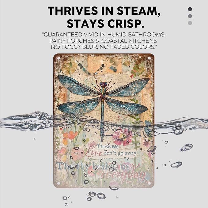 Vintage Dragonfly Tin Sign Those We Love Don't Go Away They Fly Beside Us Every Day Retro Metal Poster Rustic Nostalgic Metal Sign Wall Decor For Home Garden Plaque Yard Cafe Bar 16 * 12In