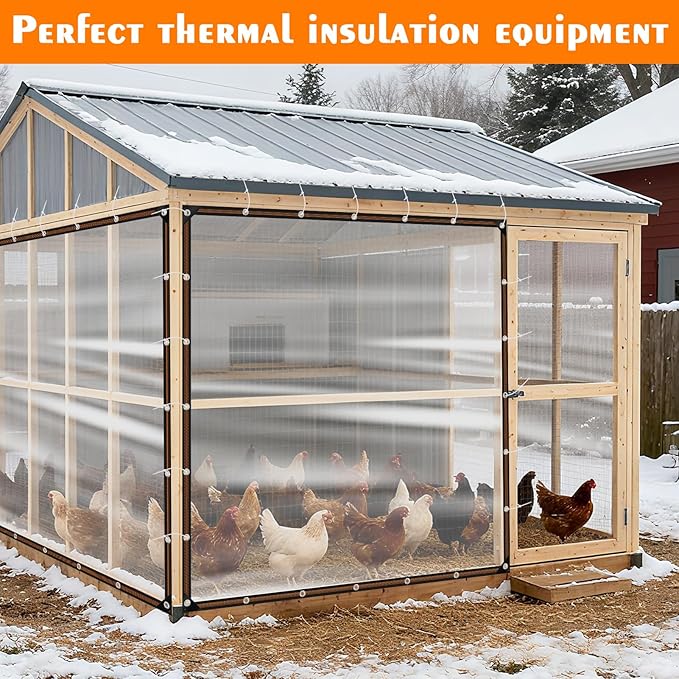 NNG 10 x 10ft Waterproof Chicken Coop Cover for Winter,Anti-Tear Chicken Run Tarp with Rope & Cable Tie,Chicken Coop Insulation Windproof Winterizing Cover for Poultry Cage Patio Covering