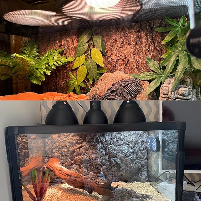 Large Caliber Reptile Lamp Cover Dome Supports Up to 250W, Diameter 7.0 Inch Heat Lamp/Light Fixture Dome Fit for E26 UVA/UVB Basking Bulbs, Perfectly Fit 250 watts Ceramic Heat Lamp