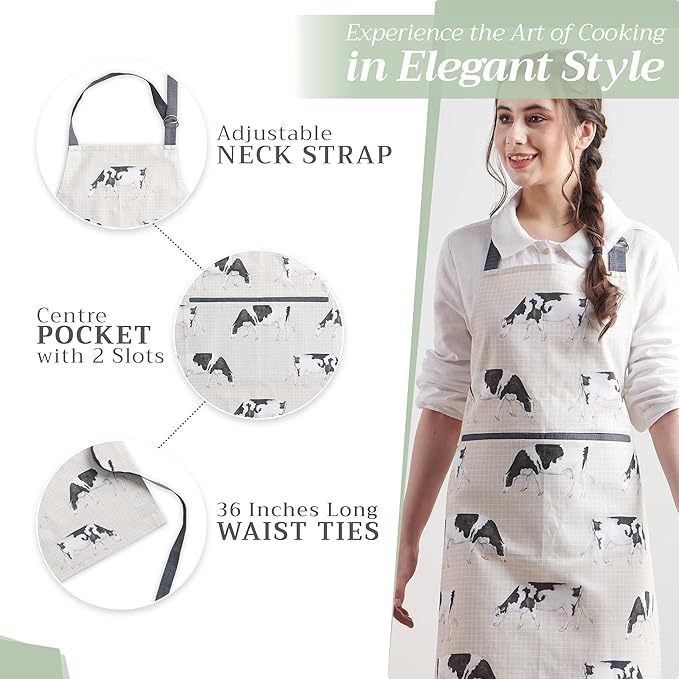 Maison d' Hermine 100% Cotton Apron for women with Pocket Kitchen Chef Apron for Men Cooking Easter Decorations