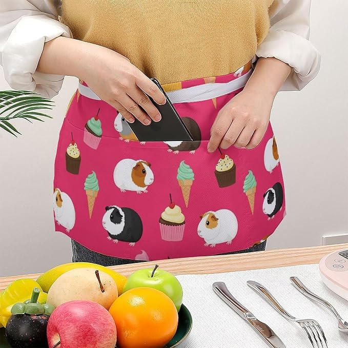 Half Apron with 3 Pockets Chef Cooking Kitchen Restaurant Aprons for Women Men