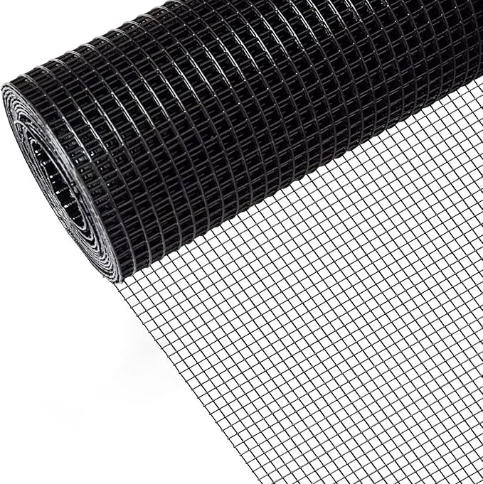 JKGHK Black Chicken Wire Netting, Poultry Hardware Cloth, Home Welded Wire Fence Roll, Metal Chicken Wire Fencing, Heavy Duty Poultry Netting Cage Fence(1.2mx30m(47inx98ft))
