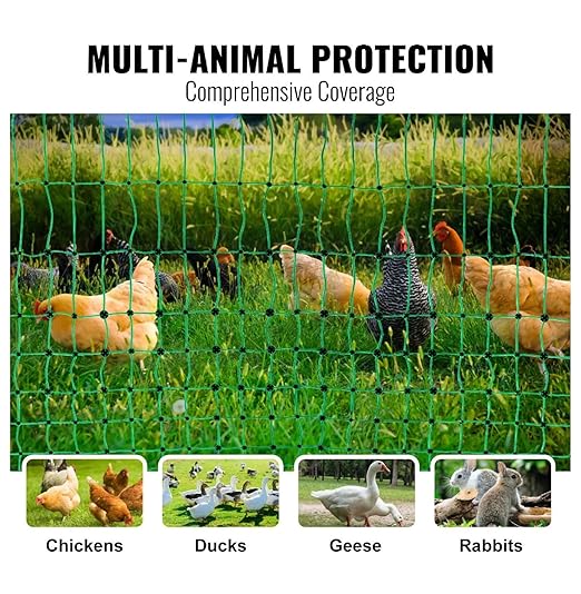 Electric Fence Netting 48"x168", Portable PE Netting Kit with Posts & Stakes for Chickens, Ducks, Rabbits – Farm & Backyard Animal Containment