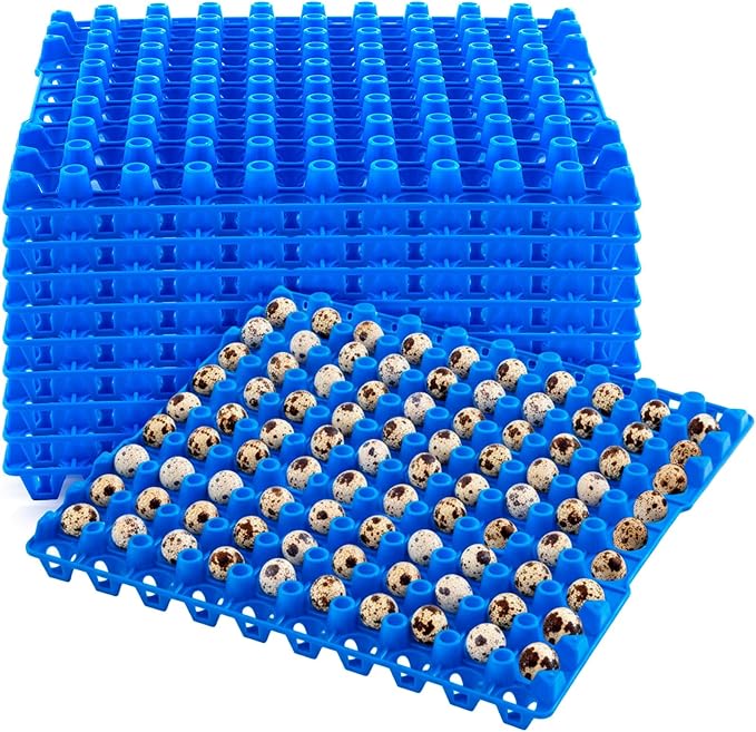 10 Pcs 90 Egg Plastic Trays Quail Egg Flats Holder for Quail Pigeon Dove Bird Flat Carton (Blue)