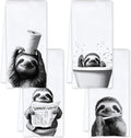 Funny Sloth Bathroom Hand Towels, Sloth Gifts for Women, Animal Lover Gifts, Black and White Cute Animal Hand Towels for Bathroom Washroom Restroom Decor, 16x24 Inch, Set of 4