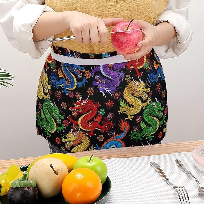 Short 3 Pockets Waist Waiter Waitress Half Apron Waterproof Chef Aprons