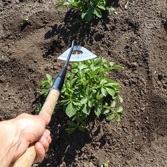 2Pcs All-Steel Hardened Hollow Garden Hoe, Durable Long Handle Weeding Tool for Backyard, Farm Planting, Loosening Soil, Sharp Weed Puller Tool for Gardening