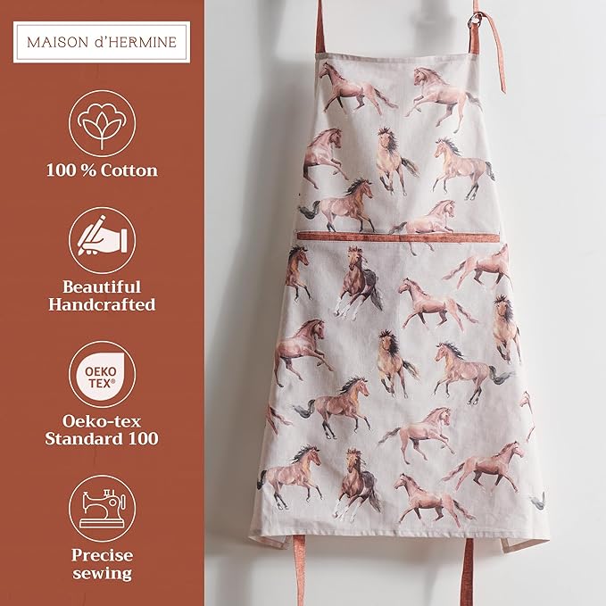 Maison d' Hermine 100% Cotton Apron for women with Pocket Kitchen Chef Apron for Men Cooking Easter Decorations