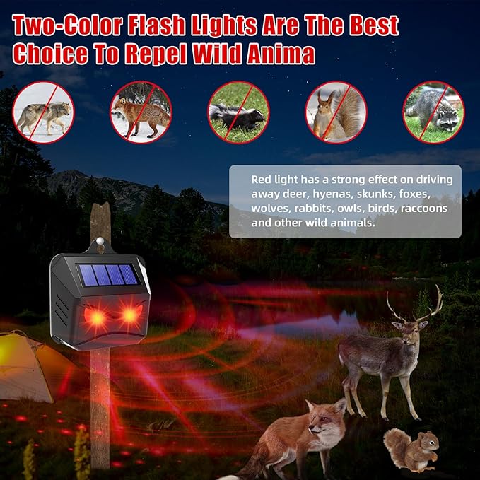 8 Pack Solar Nocturnal Animal Repeller Outdoor with Red Predator Eyes,Auto Activate Night Animal Deterrent Lights for Deer, Raccoons, Coyotes,Skunks,Foxes -Protection for Chicken Coop, Yard,Farm