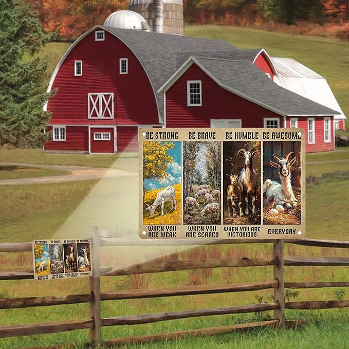 Funny Goat Decor Retro Metal Tin Sign Pet Lovers Motivational Quote Vintage Farm Art Sign for Home Office Room Coffee Bar Shop Wall Decor Poster Gift 12 * 8in