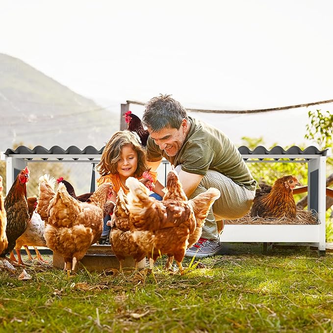 Chicken Nesting Boxes,4 Compartments Wooden Nesting Boxes for Chickens,Laying Boxes for Hens Ducks Poultry Protect Eggs Chicken Coops Easy Egg Collection (4 Hole)