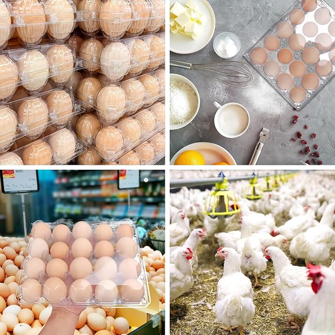 Plastic Egg Cartons Bulk 4x5 Egg Holders Style Holds 20 Eggs - Half Dozen Storage Perfect for Family Pasture, Groceries Chicken Farm, Refrigerator Storage (20 Grids) 50 Pack