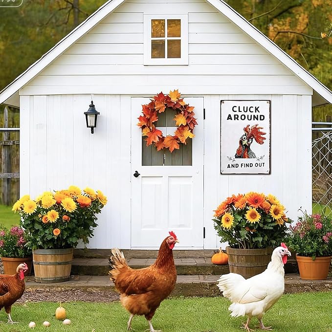 Chicken Metal Decor Signs,Rooster Kitchen Decor,Chicken Accessories for Real Chickens,Farm Stand Supplies,Chicken Coop Signs,Chicken Decor,12x8 Inch