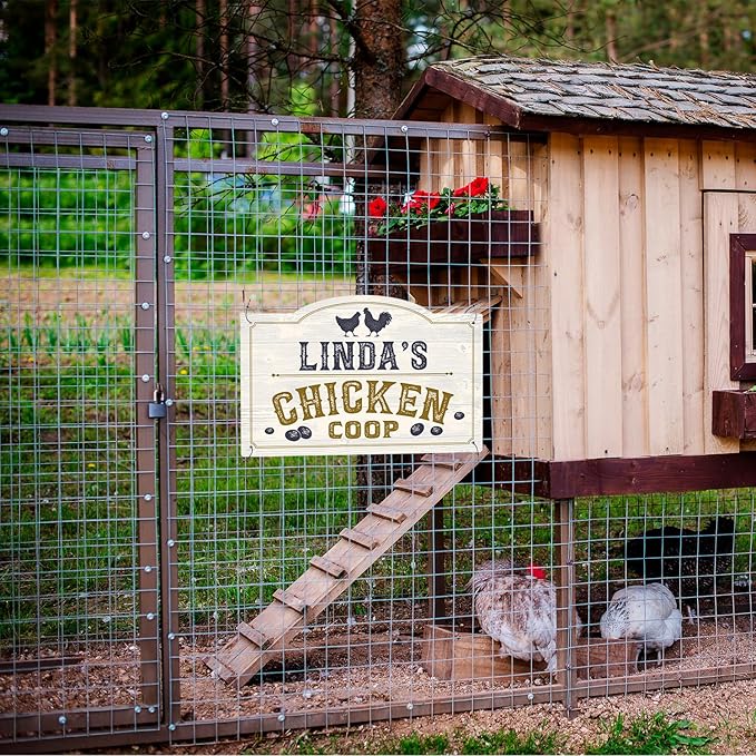 Custom Chicken Coop Sign, Personalized Name For Farm, For and Backyard Décor Sign, 12x18 Inches, Rust Free .063 Aluminum, Fade Resistant, Made in USA by Sigo Signs