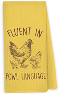 Funny Chicken YellowKitchen Dish Towels 16x24 Inch, Crazy Chicken Gifts for Chicken Mom, Fluent in Fowl Language Decorative Hand Towels Tea Towels for Farmhouse Home