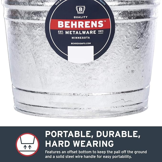 Behrens Hot-Dipped Galvanized Steel Utility Pail 10-Quart